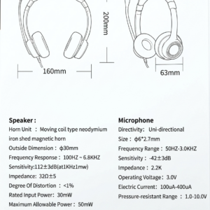 Safe-X B7 ENC Noise Cancelling Call Center Headset,